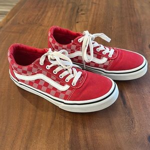 Vans Old Skool Red White Checkered Kids Shoe unisex🫶